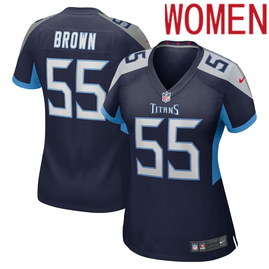 Women Tennessee Titans #55 Jayon Brown Nike Navy Game NFL Jersey->women nfl jersey->Women Jersey